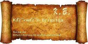 Körmön Brigitta névjegykártya